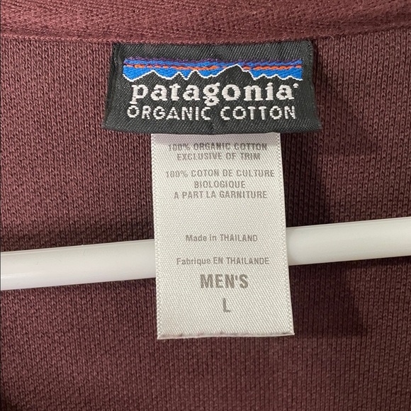 Patagonia Men’s Polo 100% Organic Cotton Logo Maroon Shirt Size Large - Picture 2 of 6